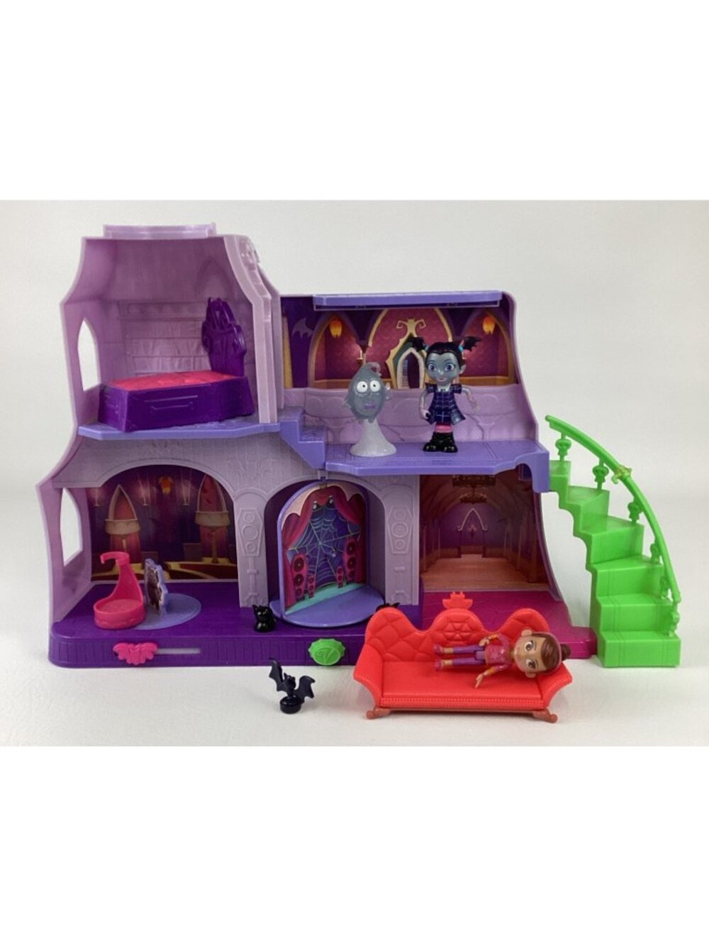 Disney Jr Vampirina Spookleton Dollhouse Castle Lights Music Talks w Figures Lot